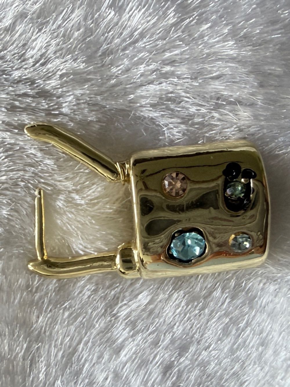 COACH Signature Gem Multicolor Crystal Padlock Hoop Earrings in Gold Tone - Picture 5 of 7